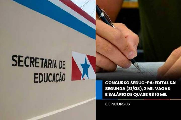 Concurso da Seduc-PA terá 2 mil vagas e salário de quase R$ 10 mil