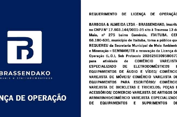 Públicação de Requerimento de Licença de Operação