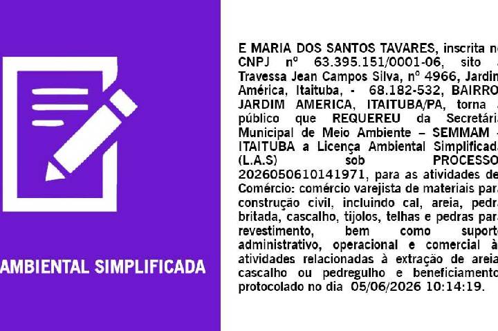 Requerimento de Licença Ambiental Simplificada (L.A.S)