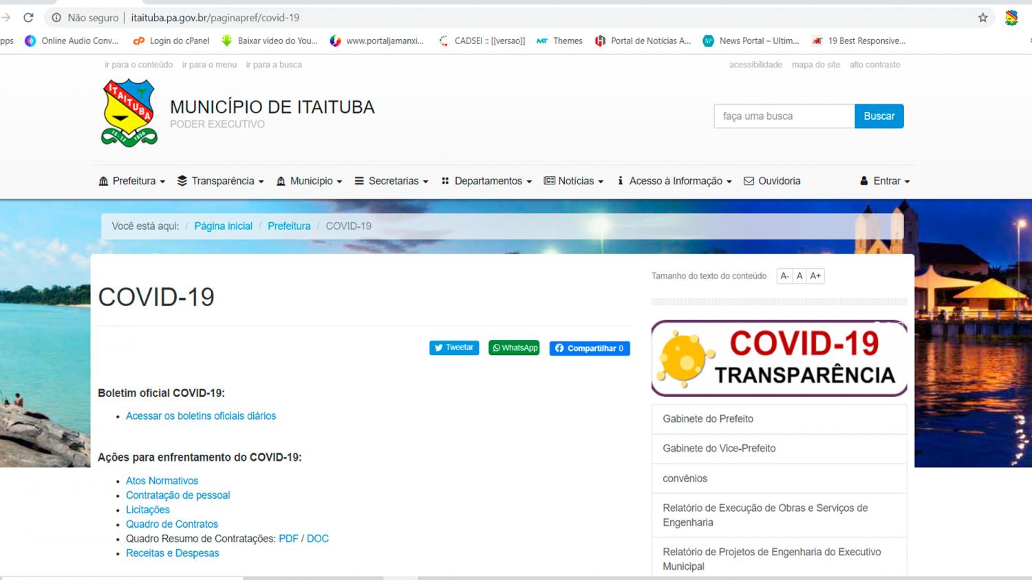 Itaituba já está com 100% de transparência nos dados financeiro ao combate do Covid-19 disse o Procurador do Município