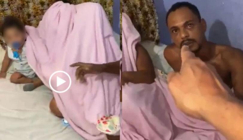 Marido flagra esposa e amante na cama com o filho de 2 anos