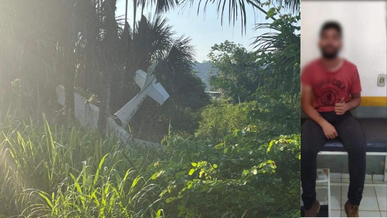 Um piloto saiu ileso após avião cair em região garimpeira, Veja o vídeo