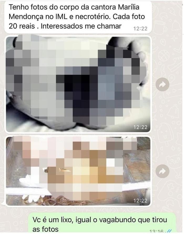 Homem tenta vender fotos do corpo de Marília Mendonça no IML