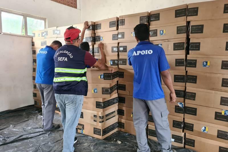 Carga com 150 mil maços de cigarro em situação irregular é apreendida pela Sefa