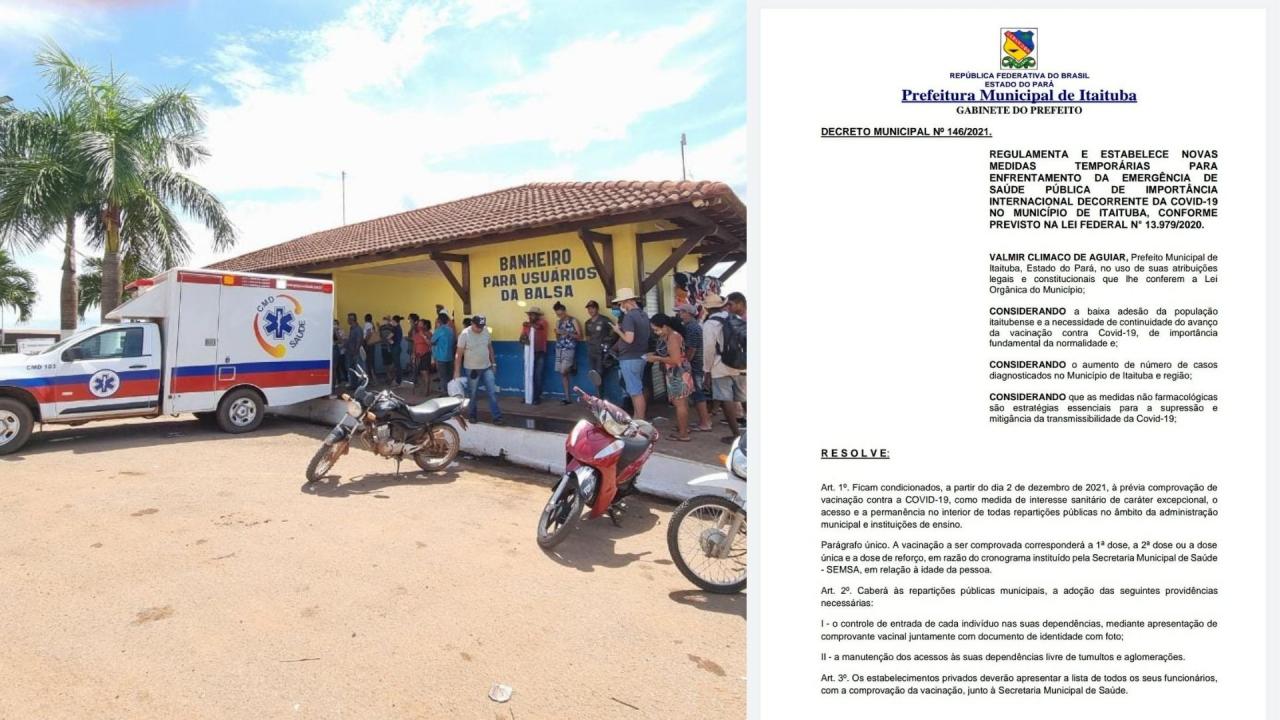 Novo decreto municipal determina medidas para buscar atingir as metas de vacinados em Itaituba Pará