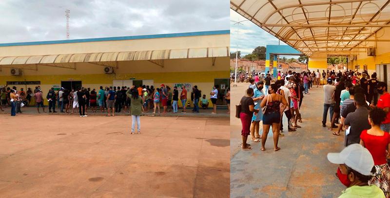 Enormes filas se formaram em frente a UPA24hs nessa segunda-feira(27), em Itaituba Pará
