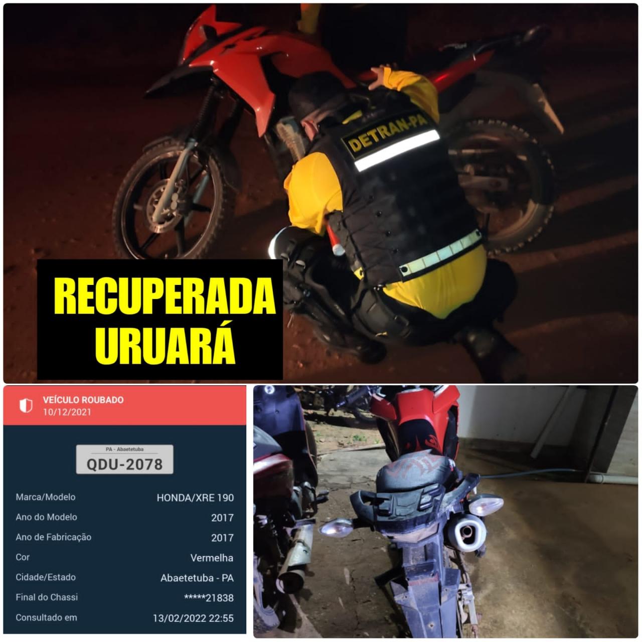 Detran recupera veículos com registro de furto/roubo no Município de Uruará no Pará