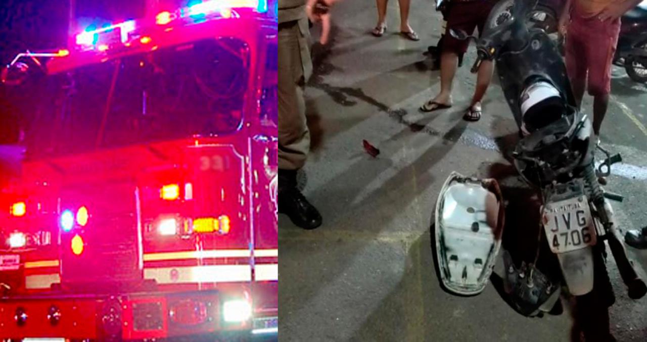 Acidente envolvendo uma viatura do corpo de bombeiro e um motociclista em Itaituba