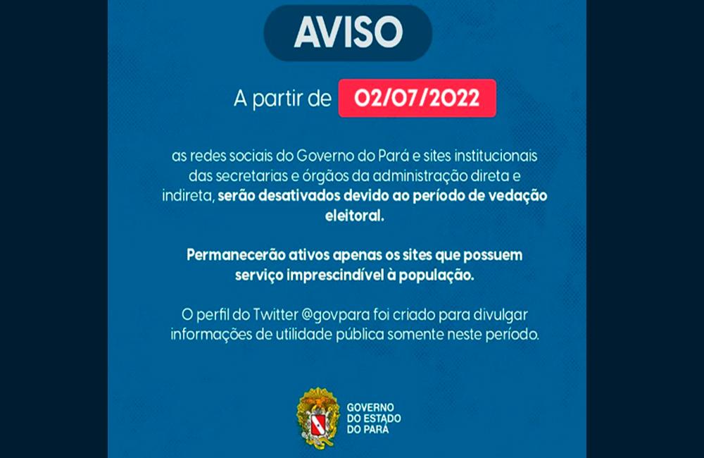 Sites e redes sociais dos órgãos estaduais serão desativados a partir de sábado; entenda