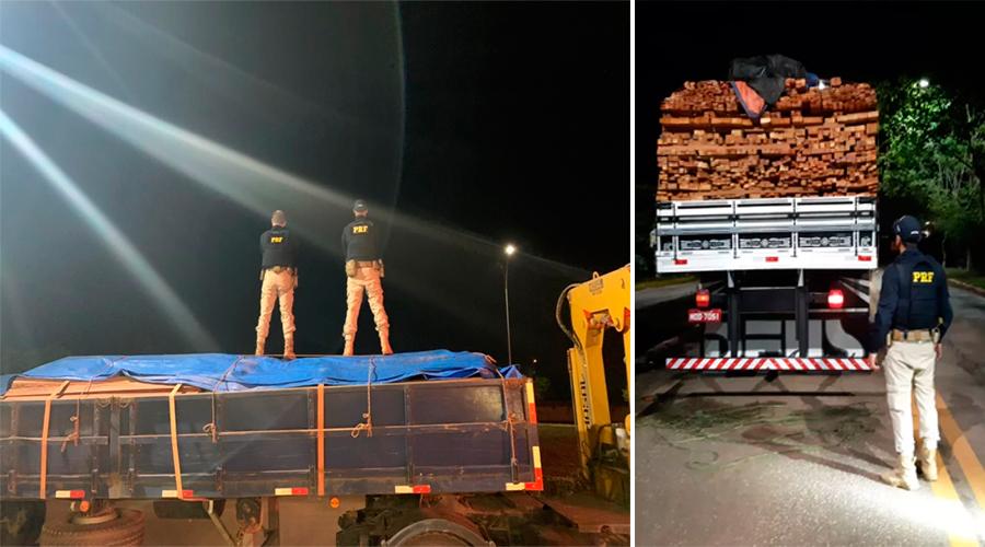 PRF apreende madeira transportada irregularmente na BR 230 no Município de Itaituba Pará