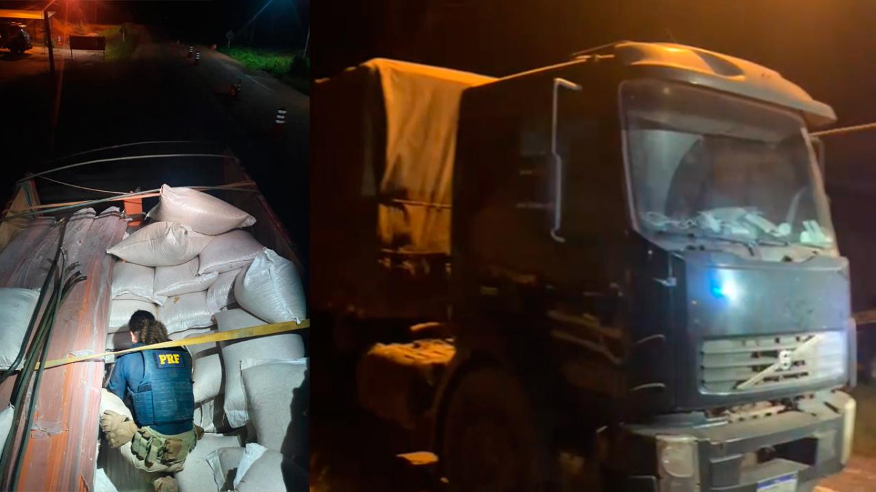 PRF aprende quase 18 toneladas de carga sem documentação na BR-163, o produto era Sal e Milho