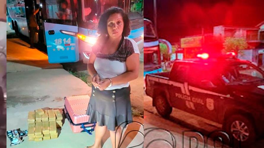 Policia prende mulher com 32 kg de maconha prensada em mala no Pará