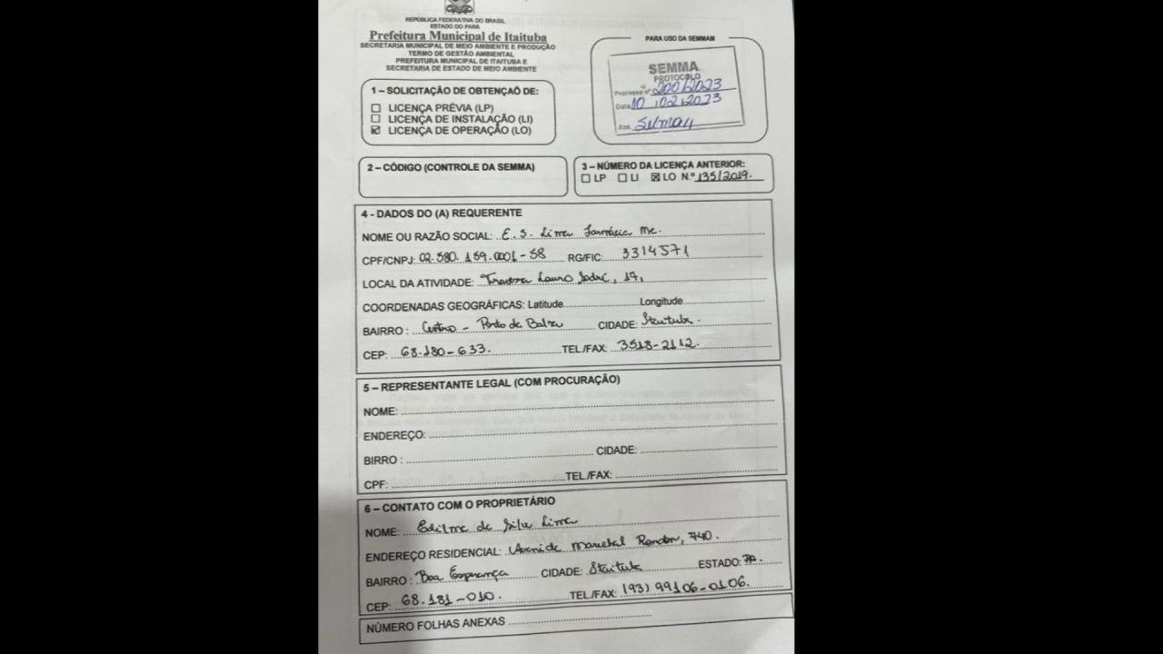 Protocolo de Renovação de Licença de Operação - LO