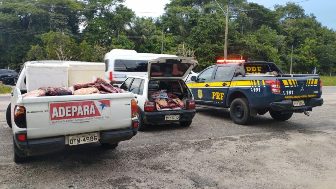 PRF apreende mais de uma tonelada de carne (picanha) avaliada em R$ 100 mil na BR-316, em Castanhal