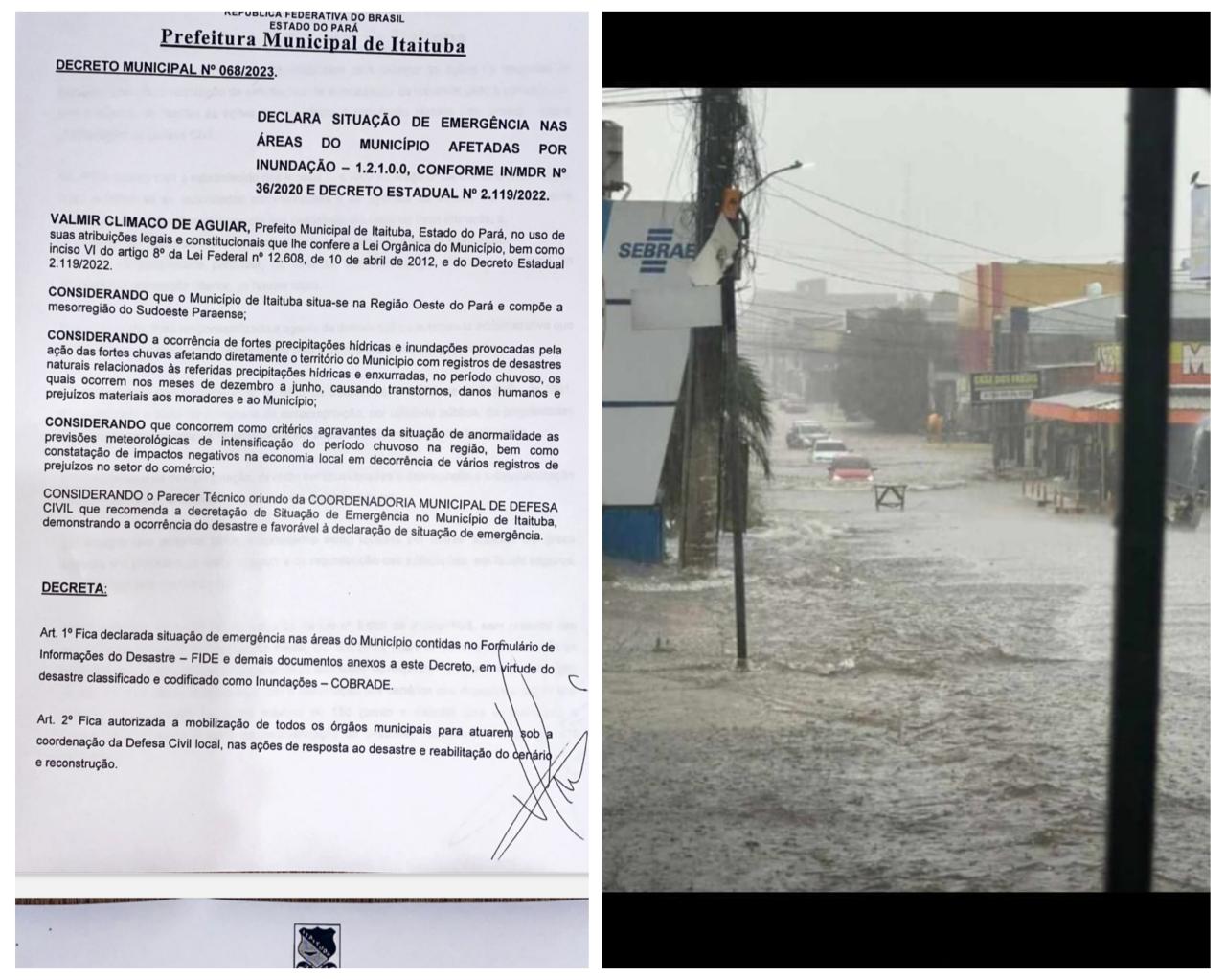 Chuva torrencial causa transtornos e prejuízos em Itaituba sudoeste do Pará