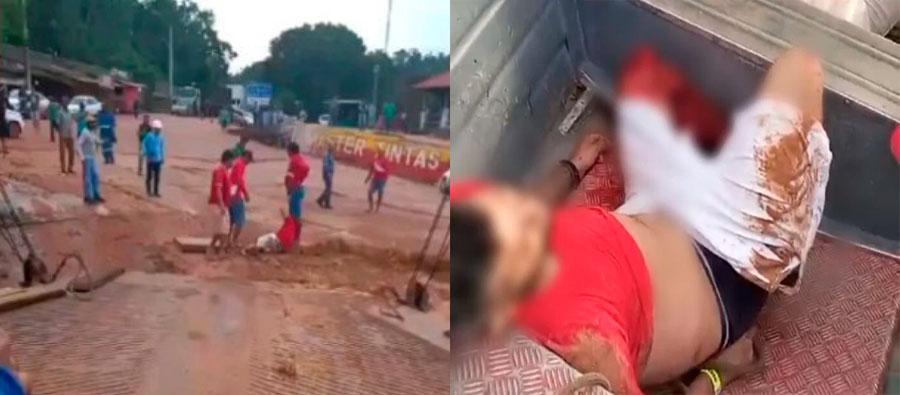 Vídeo: Homem tem perna esmagada ao descer de balsa em movimento no Distrito de Miritituba em Itaituba no Pará