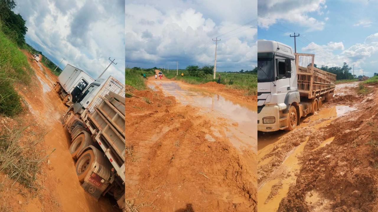 Fortes chuvas forma pontos críticos na PA Transgarimpeira em Itaituba no Pará