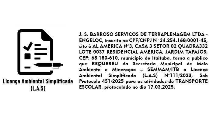 REQUERIMENTO DE LICENÇA AMBIENTAL SIMPLIFICADA