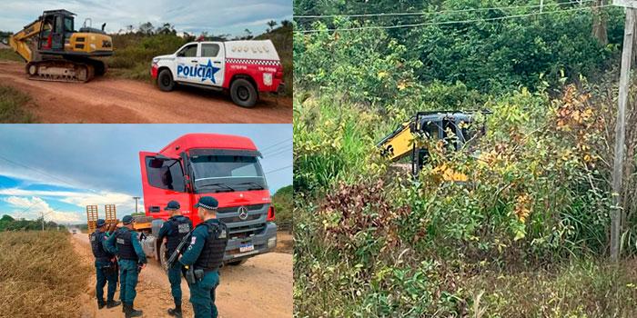 Retroescavadeira furtada é encontrada em mata próxima ao ditrito de Moraes Almeida, em Itaituba no Pará