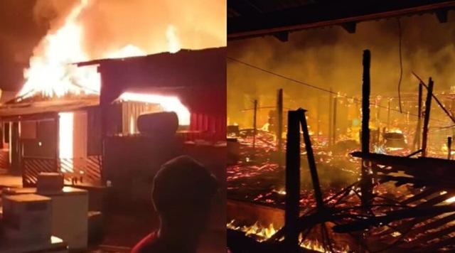 Incêndio de grandes proporções atinge estabelecimento e se alastra por residências em região garimpeira de Itaituba