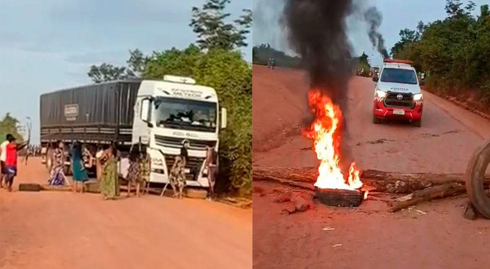Indígenas Xipaya-Kuraya, Arara e Kayapó bloquearam a BR-230 entre Medicilândia e Uruará nesta quarta-feira (21)