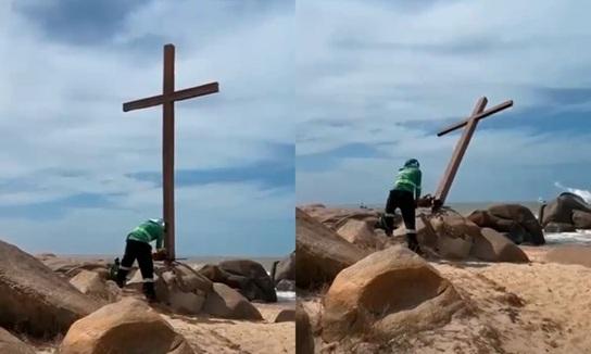 Servidor é exonerado por ter retirado cruz, fincada sobre uma pedra desde a década de 1970 em Parnaíba.