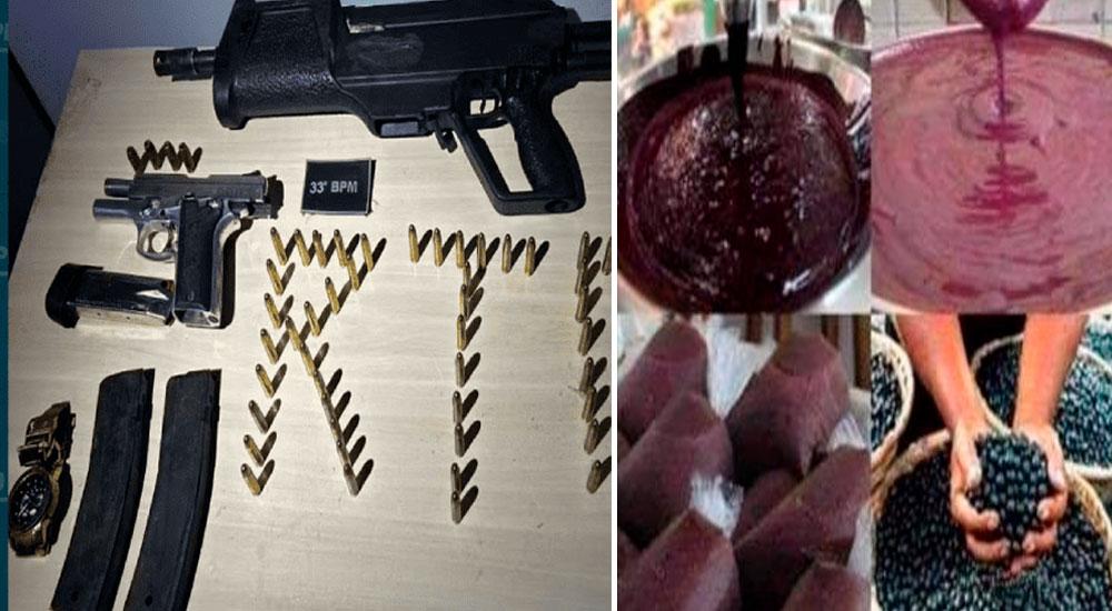 Tentativa de furto de açaí causa tiroteio e prisão de bando armado com submetralhadora e pistola no PA