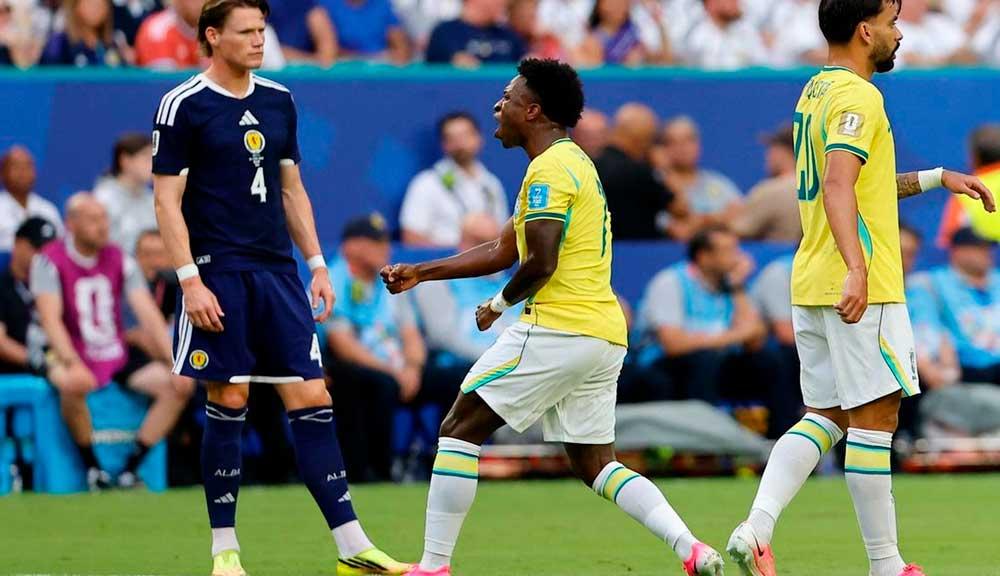 Com ótima atuação de Vini Jr, Brasil vence a Escócia e avança como líder do Grupo C na Copa do Mundo