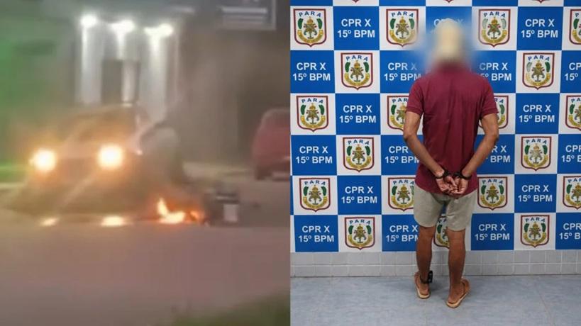 Motociclista é detido após atear fogo em moto depois de acidente de trânsito em Itaituba no Pará