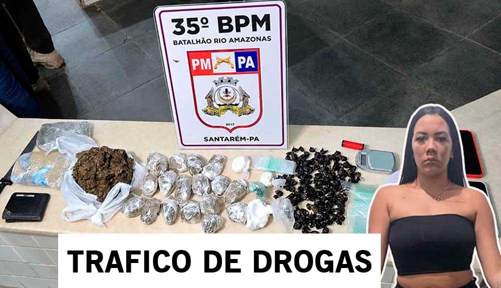 PM prende suspeita de comandar ponto de venda de drogas e exaltar facção criminosa em Santarém