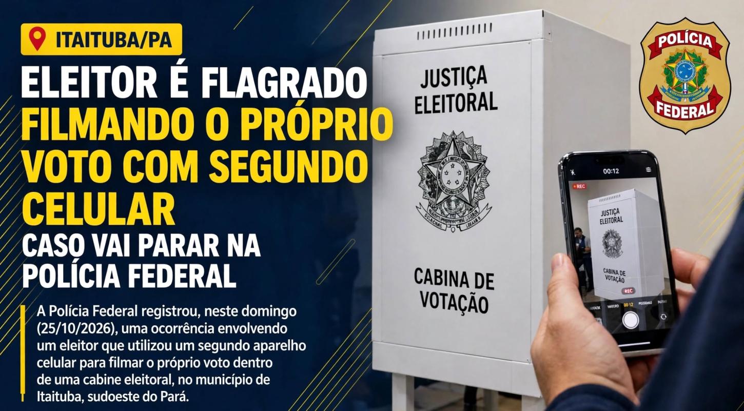 Eleitor é suspeito de filmar voto com segundo celular em Itaituba; caso é investigado pela Polícia Federal