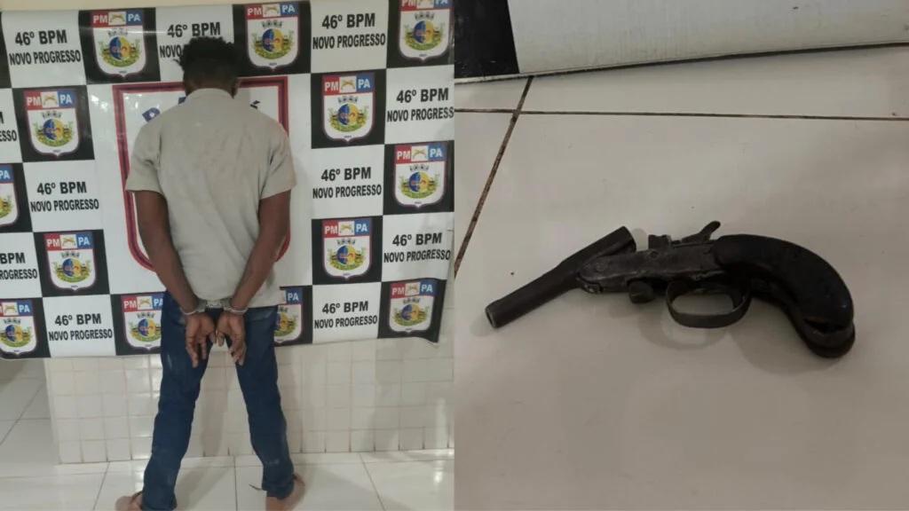 Homem é preso após disparo de arma de fogo e ameaças contra policiais em Novo Progresso