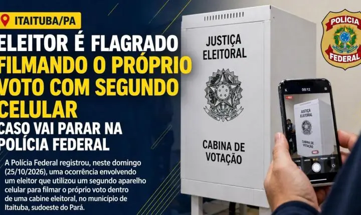 Eleitor é suspeito de filmar voto com segundo celular em Itaituba; caso é investigado pela Polícia Federal